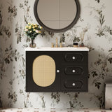 30" Bathroom Vanity with Ceramic Sink, Mid-Century Bathroom Vanity Cabinet with 2 Drawers, Bathroom N710P265954B