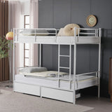 Twin Over Twin Convertible Bunk Bed with 2 Storage Drawers, Metal Bunk Bed Can be 65723139