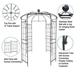 ZUN Metal Garden Arch Iron Garden Arbors Gazebo Dia81.3'' x 114.2'' High Birdcage Shape Pergola Pavilion W158681123