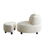 ZUN Modern Chair, Single Teddy Fabric Sofa Chair with Ottoman,SideTable, Foot Rest Comfy chair for W2582P179752