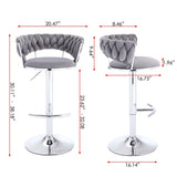 Set of 2 Bar Stools,with Chrome Footrest and Base Swivel Height Adjustable Mechanical Lifting Velvet W1249P247730
