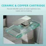 Bathroom Sink Faucet LED Light 3 Colors Changing Waterfall Glass Spout Hot Cold Water Mixer Single W1932P148105