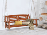 112*53*52cm 500lbs With Chain Double Wooden Swing Reddish Brown 65611589