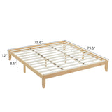 Basic bed frame painted pine wood original color King 202*192*30.5cm wooden bed single bed 18748847