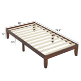 Basic bed frame, painted pine wood, brown, twin size, 189*96.5*30.5cm, wooden bed, single bed 66496405