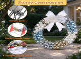 32.5" Pre-Lit Christmas Wreath with 332 LED Lights, Iridescent Bow & 88 Ornament Balls, 65601317