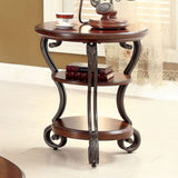 Traditional Style Brown Cherry 1pc SIDE TABLE Open Bottom Shelf Ornate Design Living Room Furniture B011P203062