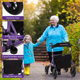 Outdoor Rolling Rollator Walker 9.5" All-Terrain Wheels, 6-Level Adjustable , Foldable, 22927300