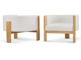 Upholstered Dining Chairs Set of 2, Natural Rubber Wood Frame and White Boucle Fabric, Modern N779P341538W