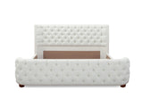 Brooklyn Queen Tufted Panel Bed Headboard and Footboard Set, Antique White Polyester B2719P238196