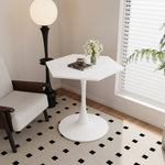 ZUN 31.50" Modern Hexagonal Coffee Table with White Printed Marble Top and Metal Base for Dining Room, W757P186688