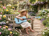 Sky-blue color 30-inch Round Acoustic Guitar with Picks, Strings, Capo, Case, Tuner, and Strap 14844453