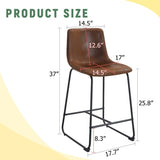 A set of 2 Retro Brown Suede Bar Chairs,Comfortable stools suitable for industrial and vintage style W3226P279063