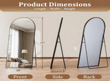 71"x 30" Arch-Top Oversized Full Length Mirror Metal Frame Freestading Floor Mirror, Black 69734606