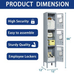 ZUN 3 Door 66"H Metal Lockers With Lock for Employees,Storage Locker Cabinet for Home Gym Office School 14420504