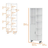 FM FURNITURE Quimby Linen Cabinet, with 1 door and 9 shelves, White B128P321052