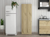 Buxton Rectangle 2-Door Storage Tall Cabinet Light Oak and Black Wengue B06280490