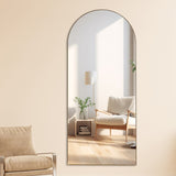 ZUN The 4th generation floor standing full-length rearview mirror. Metal framed arched wall mirror, W1151P147749