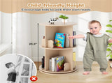 2-Tier Kids Rotating Bookshelf - 360&deg Display for Books/Toys, Bear Baffles Child-Friendly Height, 59781382
