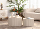 Round Wood Coffee Table for Living Room for Small Space Apartment and No Need Assembly W3081P255045