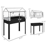 ZUN Black mini greenhouse with raised garden bed 59606394