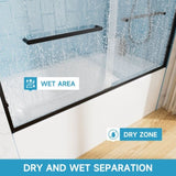 60" W x 57" H Aluminum Frame Double Sliding Shower Door, Soft-Close Matte Black Bathtub Door, 1/4" W3377P308205