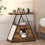 ZUN Cat house,end table.Wood cat condo black vintage pet furniture W1687138646