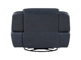 Modern Blue Swivel Glider Reclining Chair, Breathable Faux Leather Upholstery Living Room Furniture B011P228164