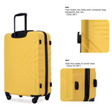 3 Piece Luggage Sets ABS Lightweight Suitcase with Two Hooks, Spinner Wheels, TSA Lock, , W28453579