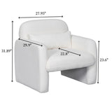 Stylish and Minimalist Teddy Fleece Single Sofa Chair with Arms and Pillow, Armchair, Accent Chair W1716P196469