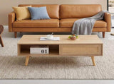 Modern Coffee Table with Storage,41.3 Inch Rectangle Wooden Accent Center Tables with Sliding PE 62383272