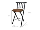Indoor Metal Folding Stool with Slat Back and Microfiber Seat 93793101