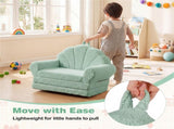 2-in-1 Flip Open Kids Sofa Lounger, Teddy Fleece Toddler Couch with Carry Handle for Ages 3 33867001