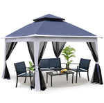 ZUN Outdoor 11x 11Ft Pop Up Gazebo Canopy With Removable Zipper Netting,2-Tier Soft Top Event W419P168164