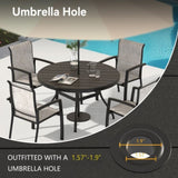 Outdoor Round Patio Dining Table for 6-7, All Weather Metal Dining Table with Umbrella Hole for Deck W213P335135