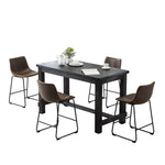 ZUN Bronco Antique Wood Finished Counter Height Dining Set: Table and Four Chairs, Brown T2574P194414