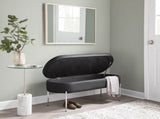 Contemporary Bench in Chrome Metal and Black Faux Leather B202P223833