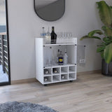 St Andrews Bar Cart with Built-In 8-Bottle Rack, Double Glass Door Cabinet, and Aluminum-Edged Top B070P188874