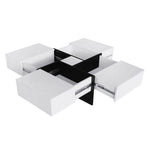 ZUN ON-TREND Unique Design Coffee Table with 4 Hidden Storage Compartments, Square Cocktail Table with WF305182AAK