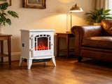 White Freestanding Electric Fireplace Heater, Lifelike Realistic Flame Effect, Safe Overheat 17831583