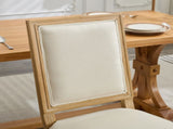 French Decor Chairs Set of 2, Louis Dining Chairs with Square Backrest and Exquisitely Carved Solid W1143P325857