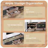 63'' Mid Century TV Stand with 2 Cabinets& Open Compartments, Entertainment Center for TVs up to N710P180182B