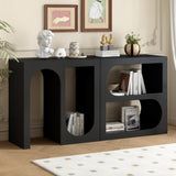 U_STYLE Modular Entryway Console Table with Rectangular Exterior and Curved Interior Design for N711P188169B