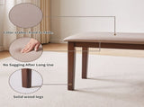 Wood Bench with Breathable Tech Fabric Cushion,Multi-Use Farmhouse Upholstered Stool for Bedroom & 97899770