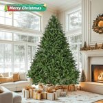 ZUN 9ft Artificial Christmas Tree, Premium Unlit Full Tree with 3655 Branch Tips, Metal Stand, W2773P197090