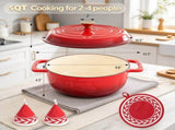 5-Quart Cast Iron Enamel Pot Includes Two Mitts and a 76704786