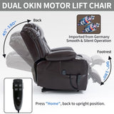 Dual Motor Infinite Position Up to 350 LBS Leatherair Power Lift Recliner Chair, Heavy Duty Motion W3224P290206