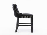 Contemporary Velvet Upholstered Barstools with Button Tufted Decoration and Wooden Legs, and Chrome W1143P177253
