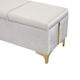 Elegant Upholstered Storage Ottoman,Storage Bench with Metal Legs for Bedroom,Living Room,Fully N733P207788A