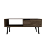 ZUN Coffee Table, One Open Shelf, One Drawer, Dark Walnut B097133228